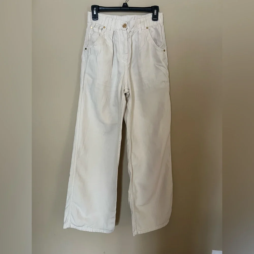Brunello Cucinelli Cream Wide Leg Pants - Picture 3 of 11